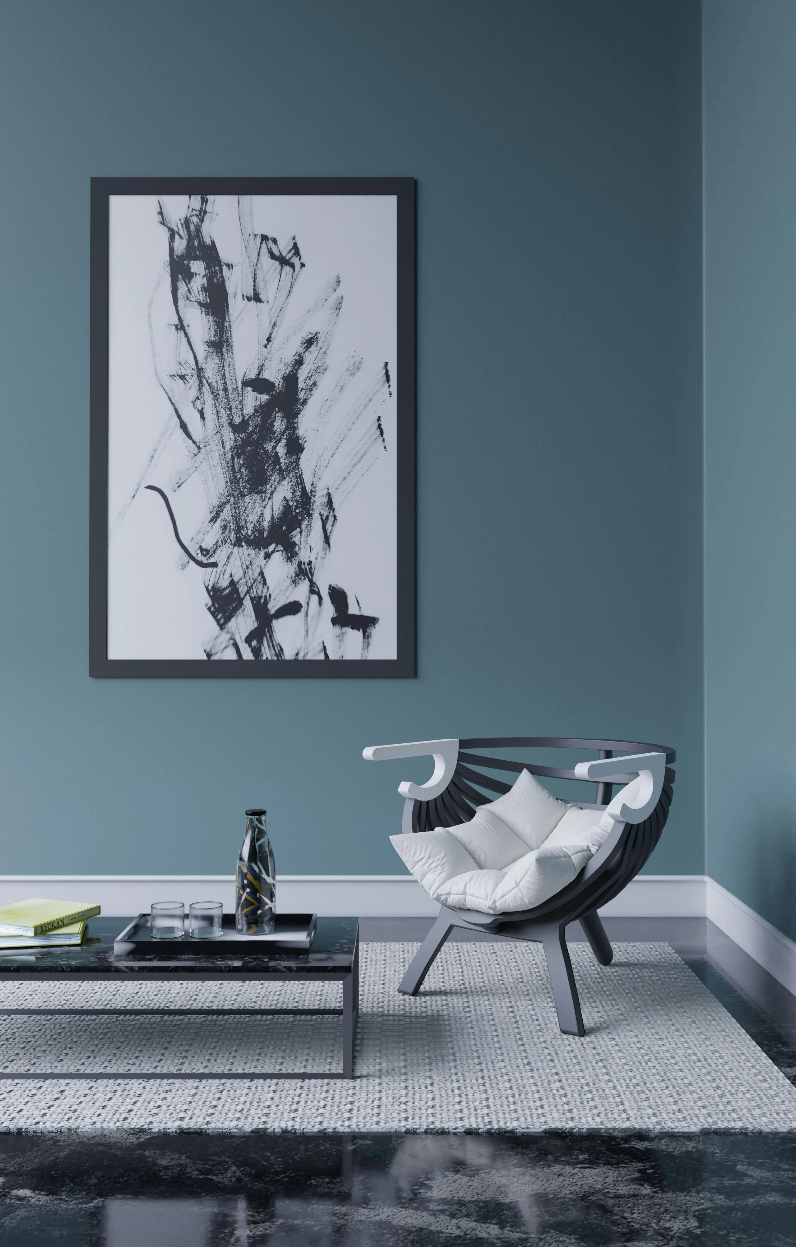 Bright living room interior painting