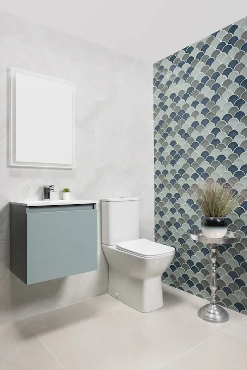 Modern bathroom with decorative mosaic wall tiles, wall tiling Dublin