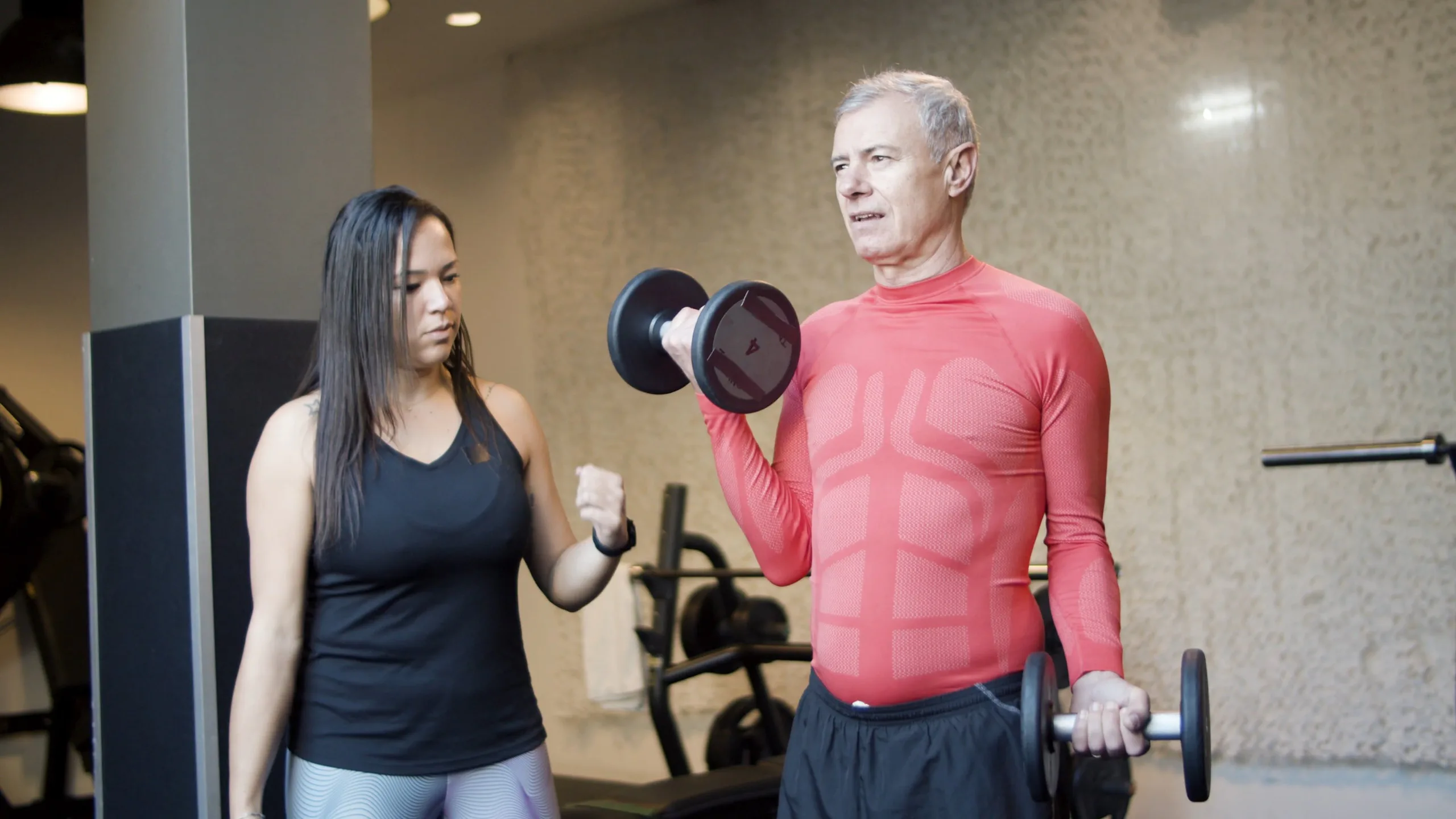 Adult performing strength training