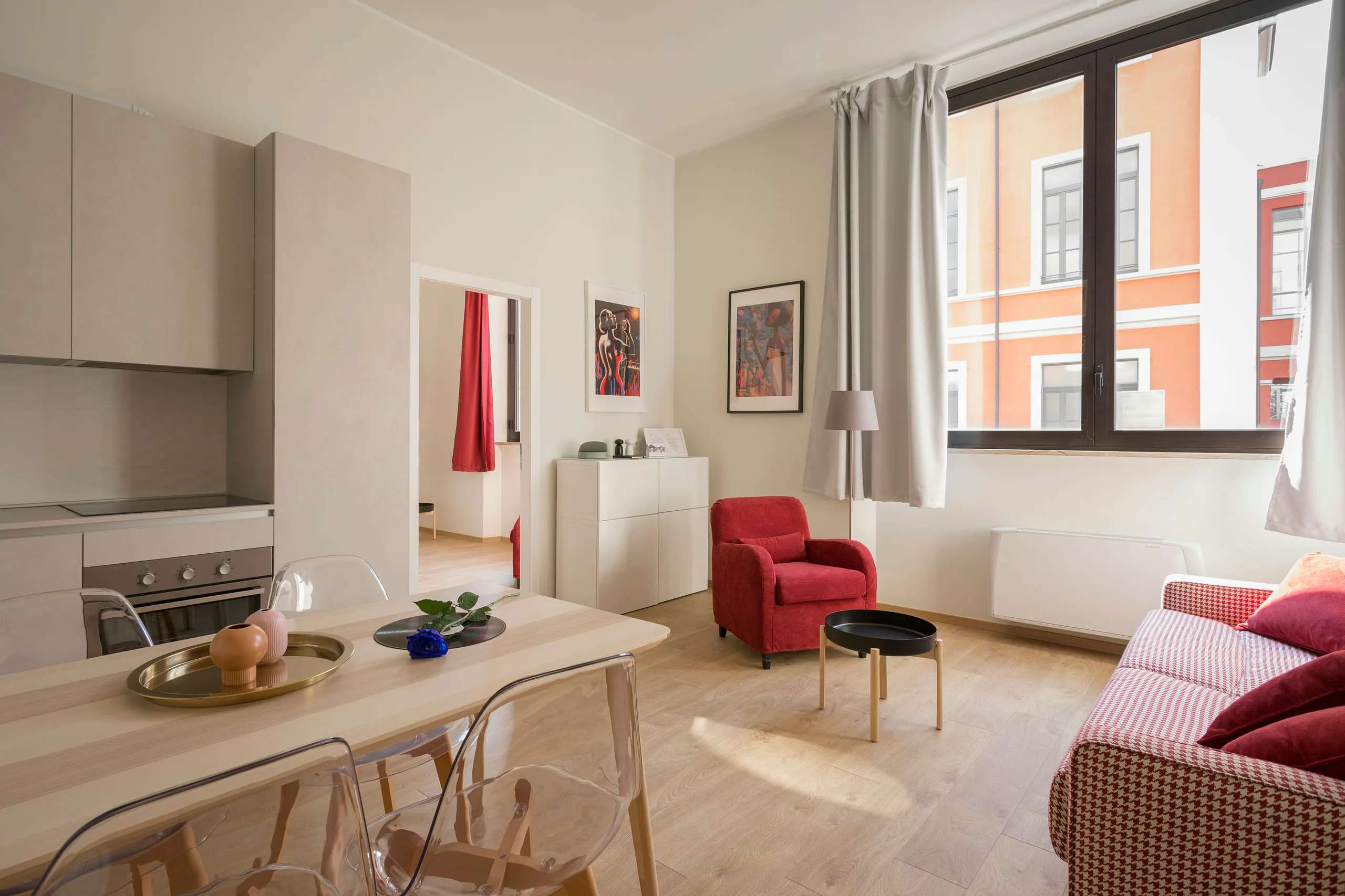 Modern Dublin apartment kitchen and living space freshly cleaned