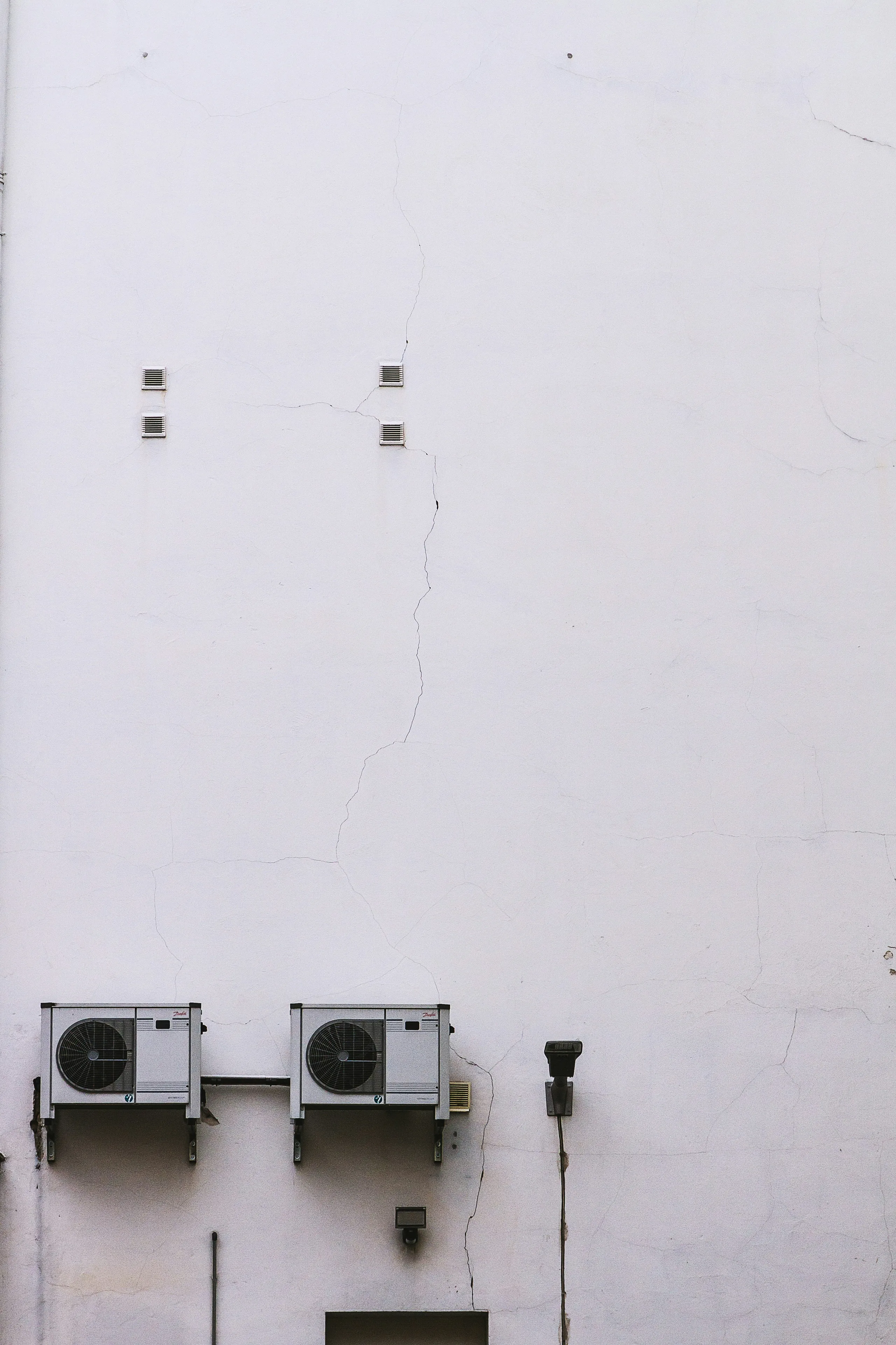 Air conditioning units mounted on a wall