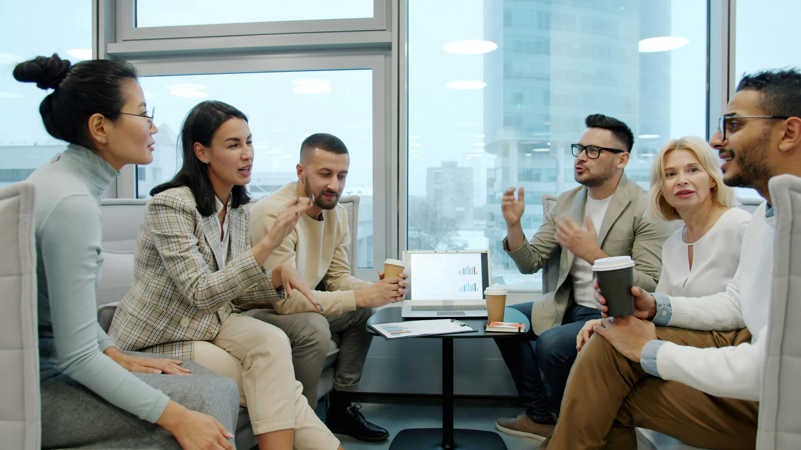 A team reviewing search visibility strategy together in a meeting room