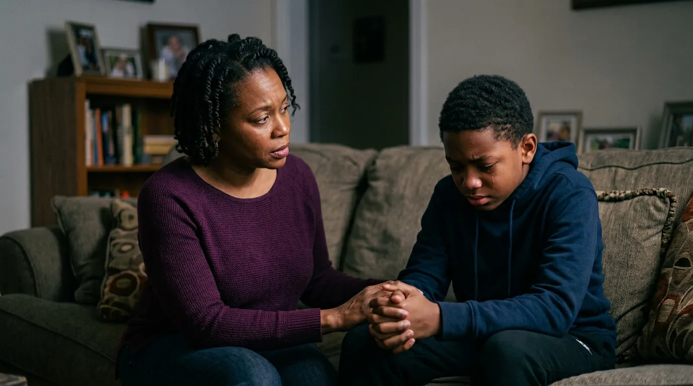 Parent supporting an anxious child