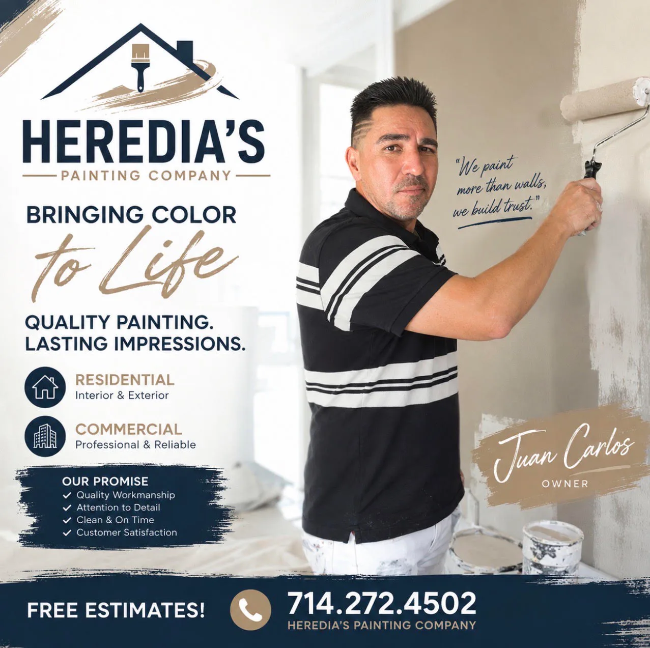 The Heredia family in their Heredia's Painting polo shirts