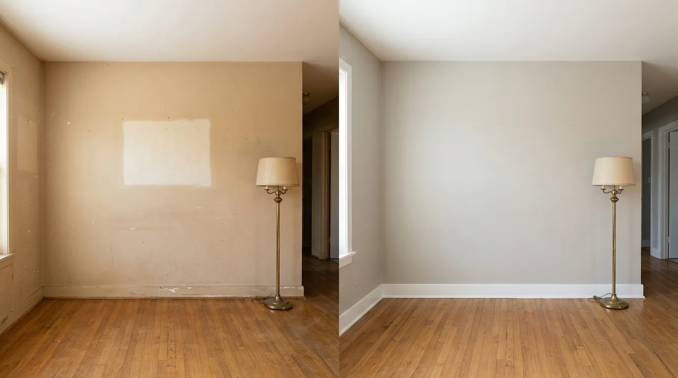Before and after: living room interior repaint in Irvine, CA