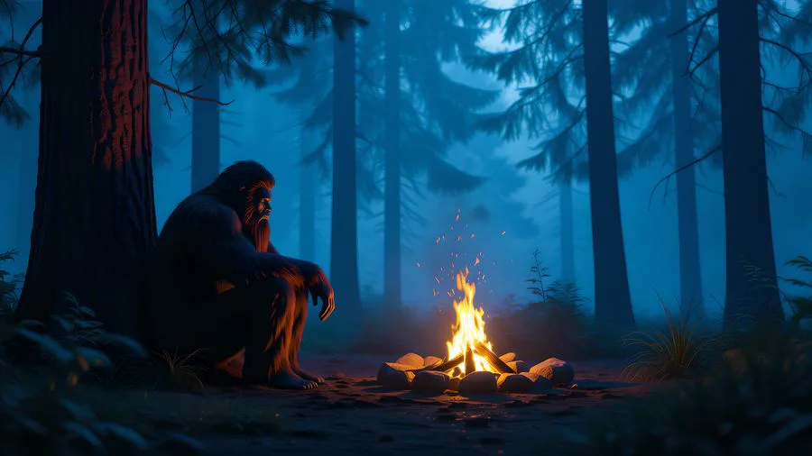 Bigfoot Campfire Glow Wallpaper