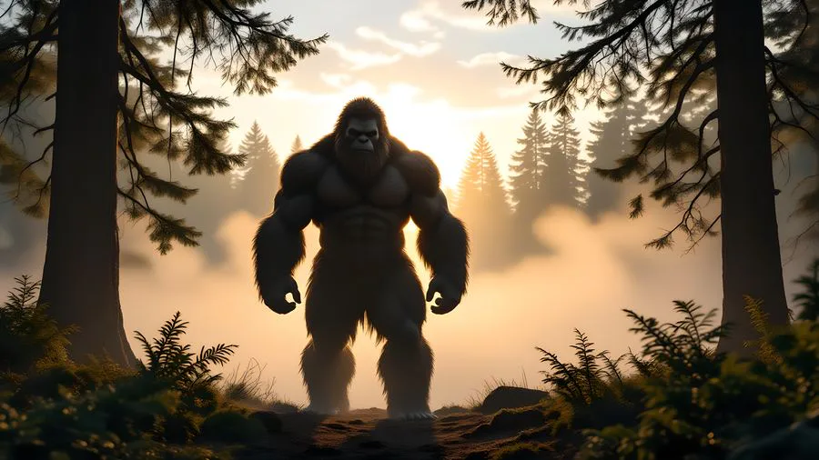 Bigfoot Misty Sunrise Silhouette Wallpaper