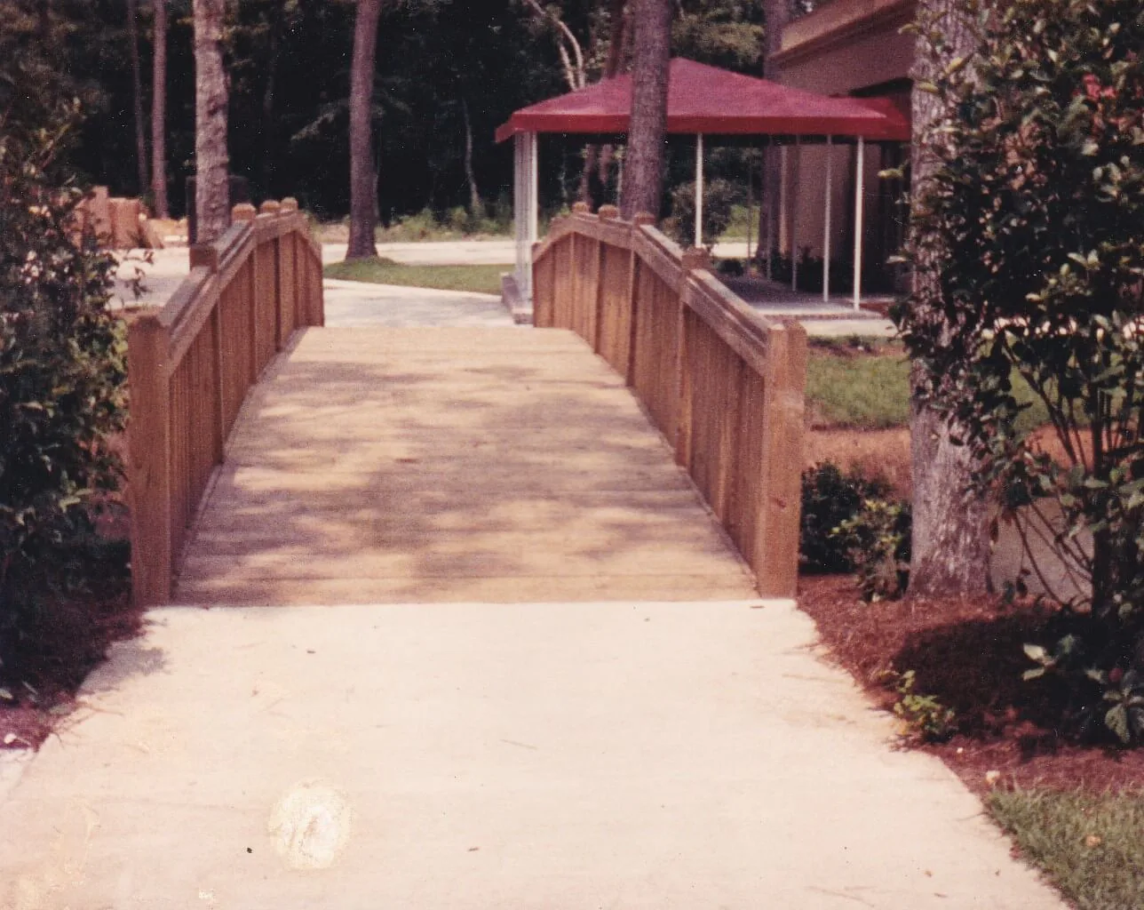Golf bridge crossing a water hazard on a coastal golf course