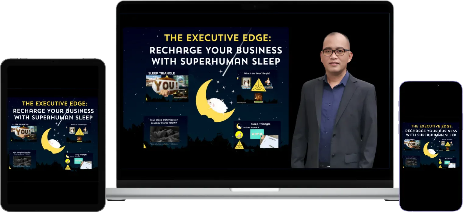 The Executive Edge Sleep System shown across laptop, tablet, and phone
