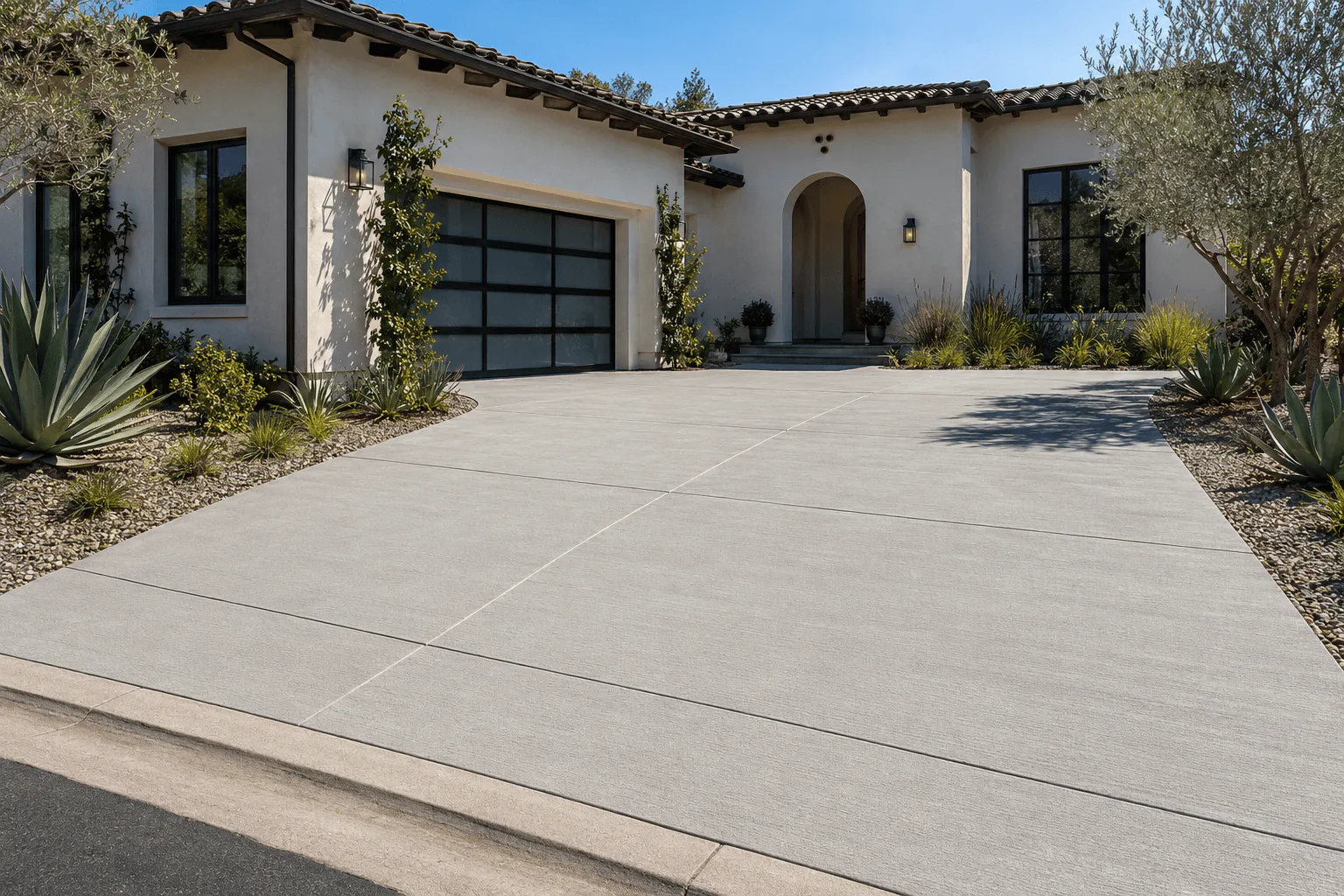 Wide modern driveway concrete project in Anaheim