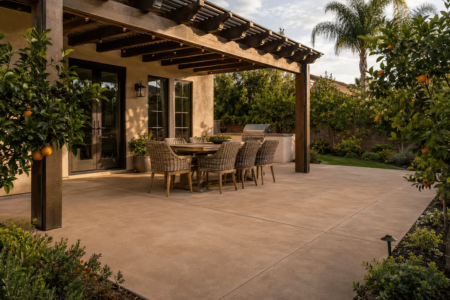 Outdoor dining patio concrete project Anaheim
