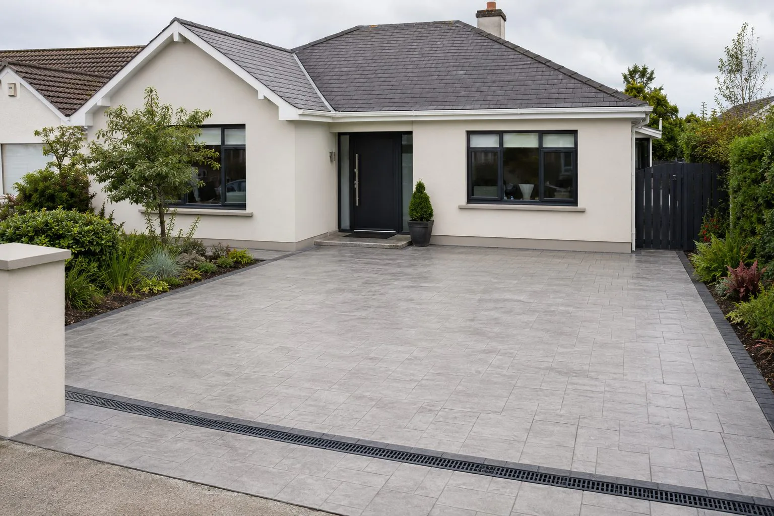 Imprinted concrete driveway installed at a home in Dublin