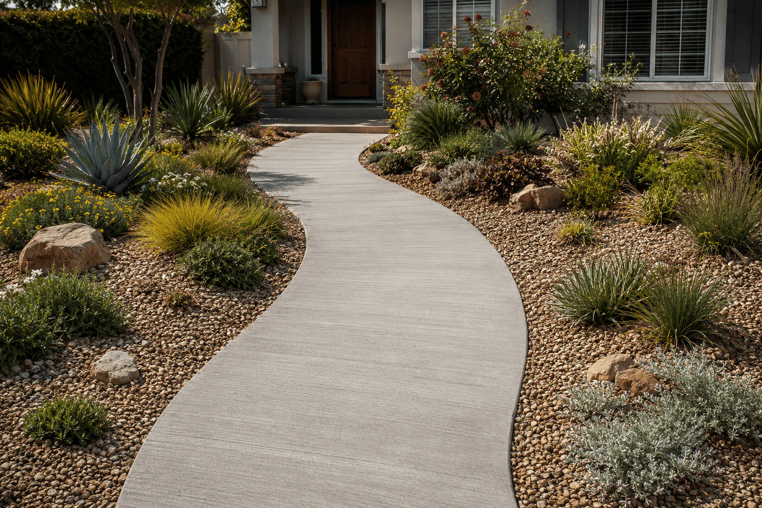 Curved garden walk concrete project Anaheim Concrete Contractors