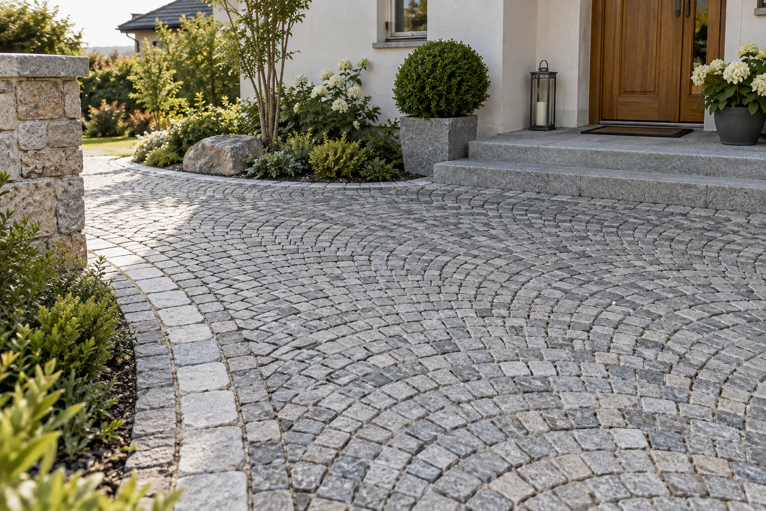 Gartenweg mit gepflasterter Oberfläche