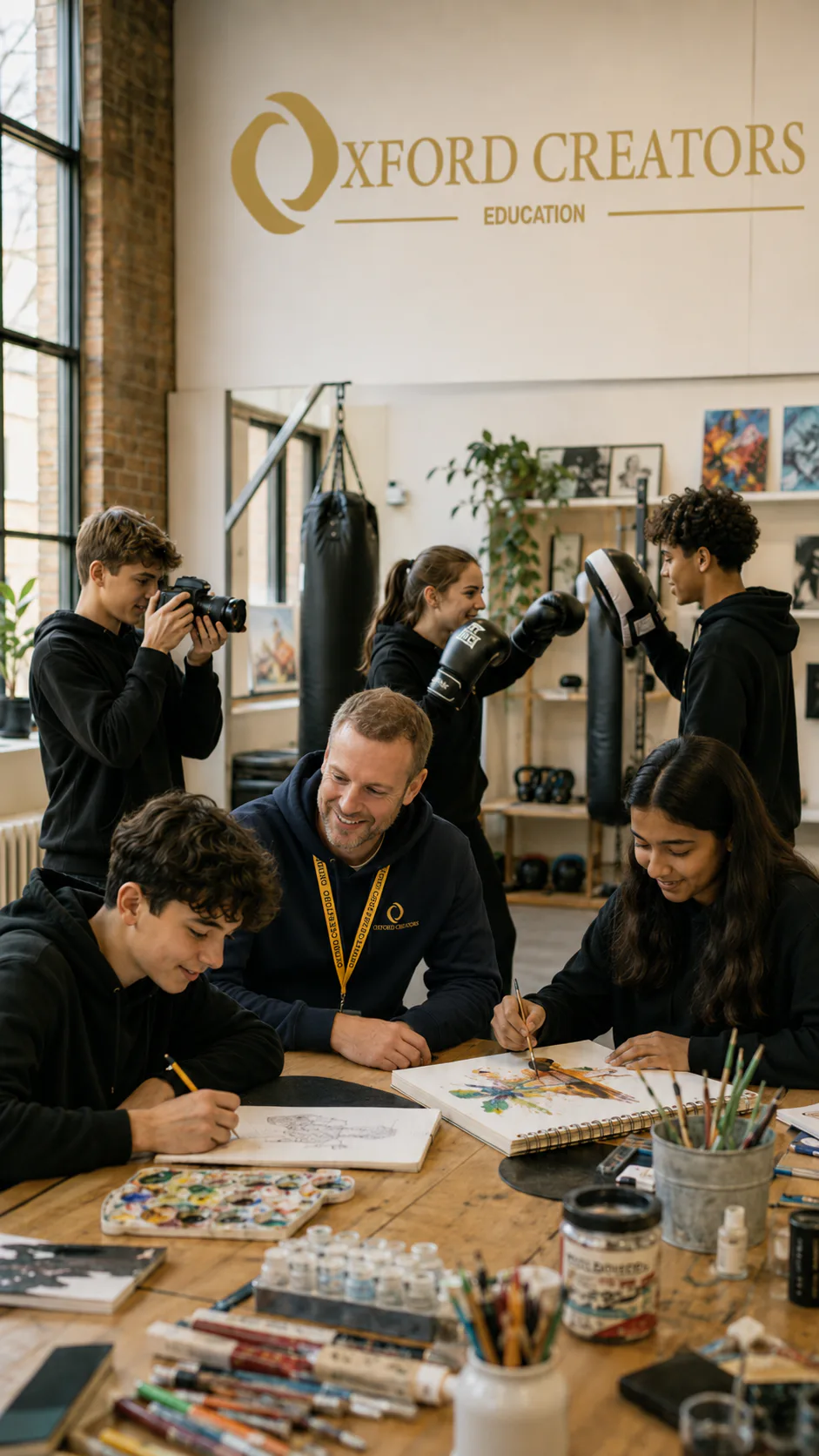 Young people engaged in creative learning at Oxford Creators