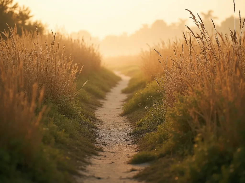 A narrow path through tall golden grass at dusk — Mindful Life Coaching